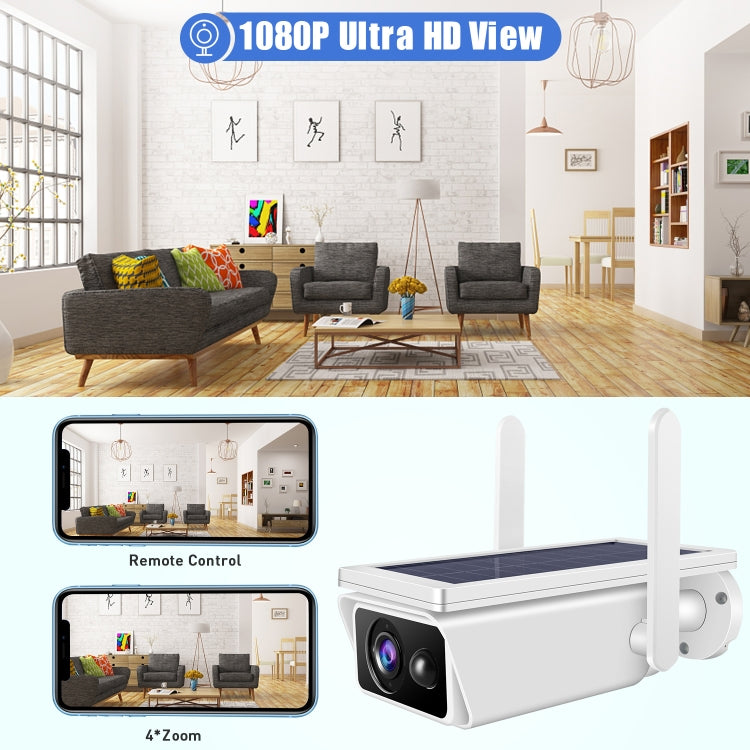 T13-2 1080P HD Solar Powered 2.4GHz WiFi Security Camera without Battery, Support Motion Detection, Night Vision, Two Way Audio, TF Card