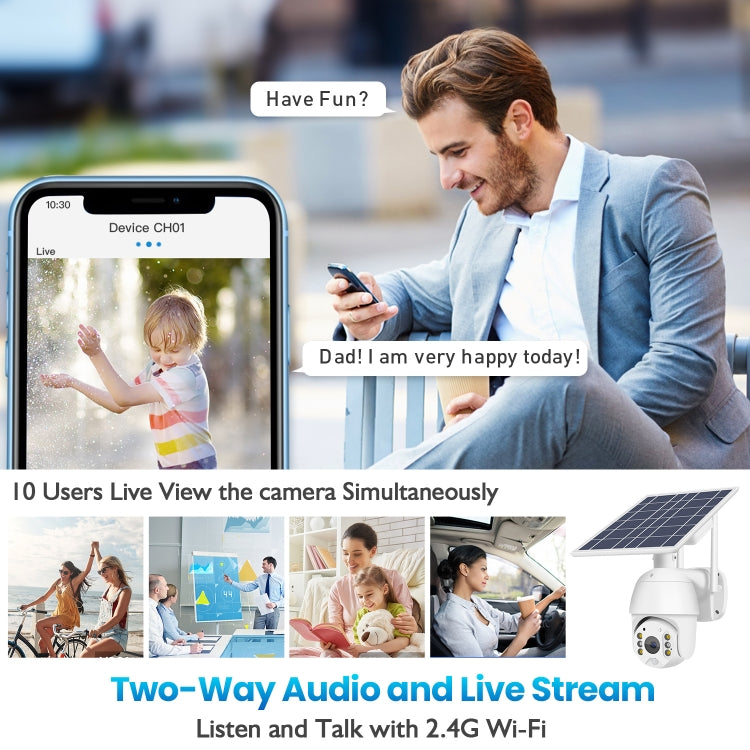 T16 1080P Full HD 4G (US Version) Network Monitoring Solar Powered Camera, Support PIR + Radar Alarm, Night Vision, Two Way Audio, TF Card