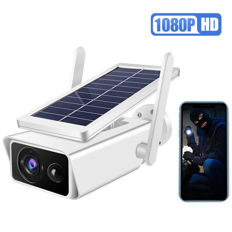 T13-2 1080P HD Solar Powered 2.4GHz WiFi Security Camera with Battery, Support Motion Detection, Night Vision, Two Way Audio, TF Card