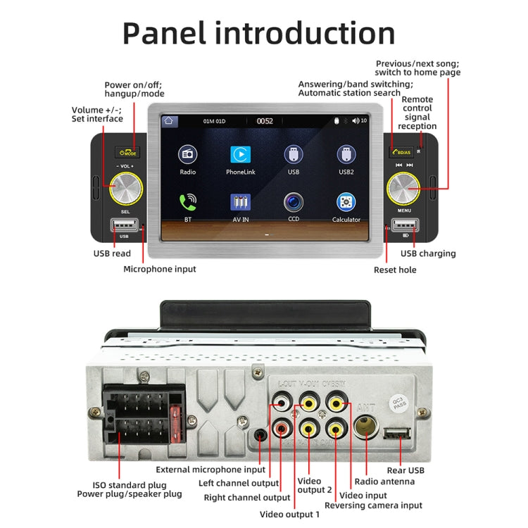158W 5 inch Allwinner Melis F133 Car MP5 Player, Support CarPlay / BT / USB / FM