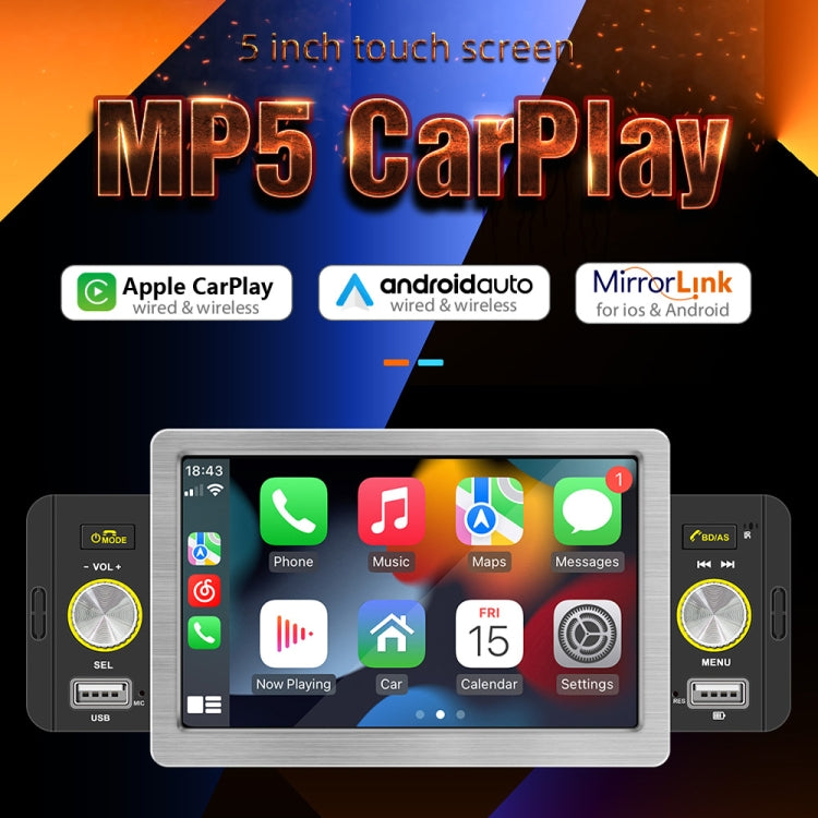 158W 5 inch Allwinner Melis F133 Car MP5 Player, Support CarPlay / BT / USB / FM