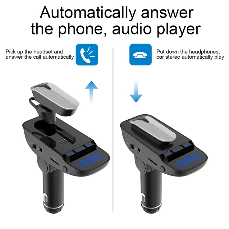 ER9 2 in 1 Hands-Free Calling Car Kit Wireless Bluetooth Headset Dual USB Charger FM Transmitter MP3 Music Player