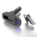 ER9 2 in 1 Hands-Free Calling Car Kit Wireless Bluetooth Headset Dual USB Charger FM Transmitter MP3 Music Player