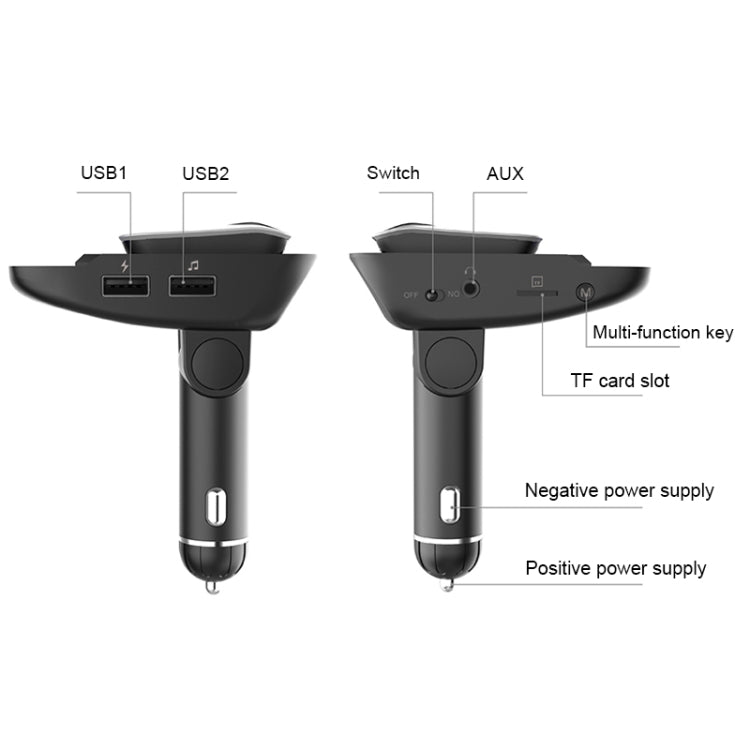 ER9 2 in 1 Hands-Free Calling Car Kit Wireless Bluetooth Headset Dual USB Charger FM Transmitter MP3 Music Player