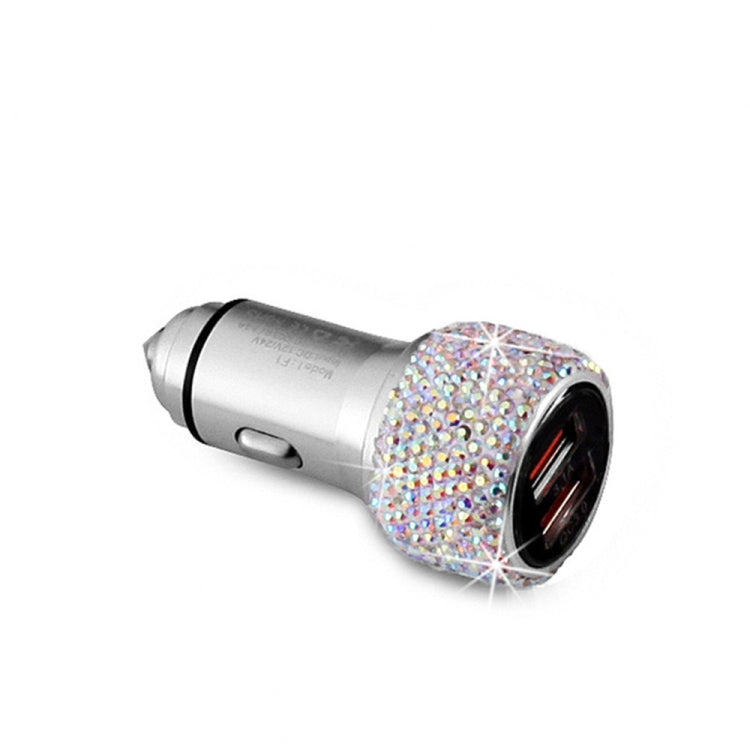 Car Diamond Aluminium Alloy QC3.0 Dual USB Quick Charger