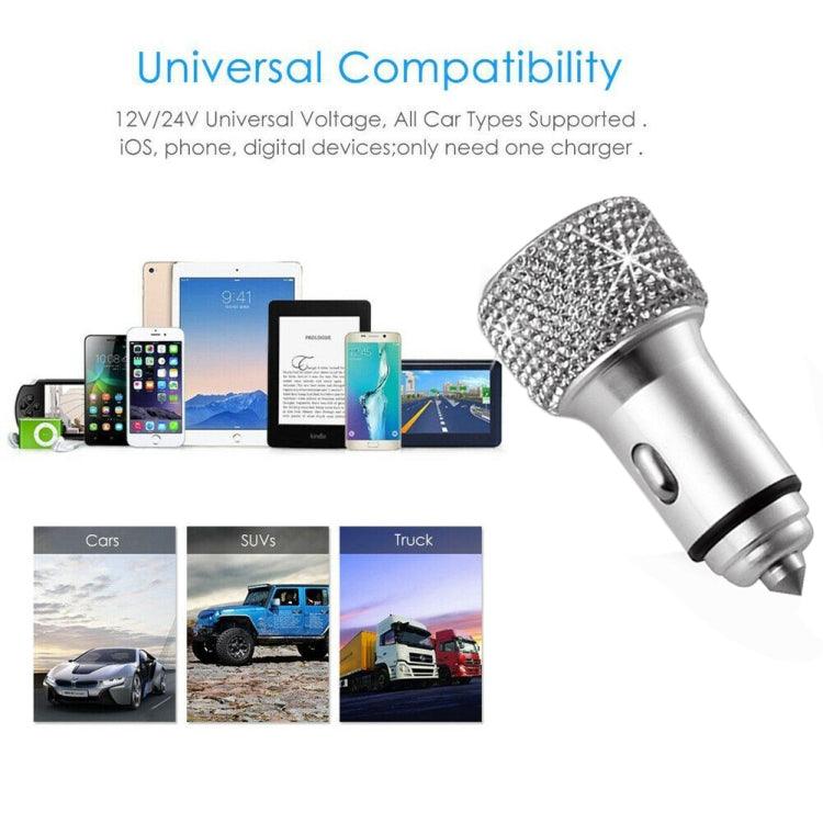 Car Diamond Aluminium Alloy QC3.0 Dual USB Quick Charger