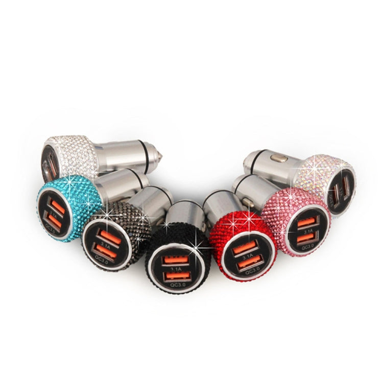 Car Diamond Aluminium Alloy QC3.0 Dual USB Quick Charger