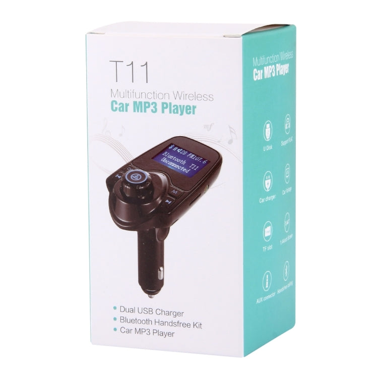 T11 Bluetooth FM Transmitter Car MP3 Player with LED Display, Support Double USB Charge & Handsfree & TF Card & U Disk Music Play Function