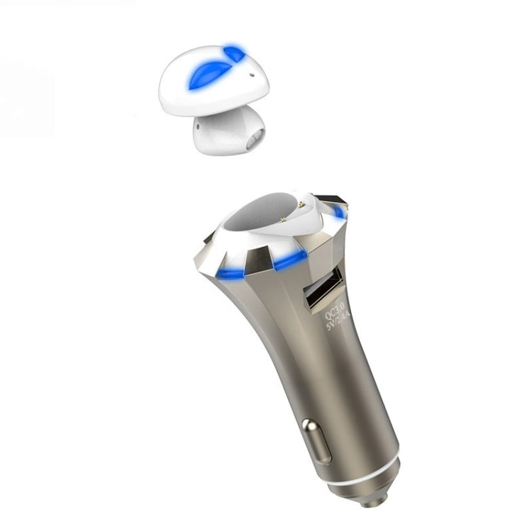 A8 3 in 1 Bluetooth Earphone & Safety Hammer & Car Charger, Support Hands-free Call & USB Quick Charger Function