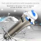 A8 3 in 1 Bluetooth Earphone & Safety Hammer & Car Charger, Support Hands-free Call & USB Quick Charger Function