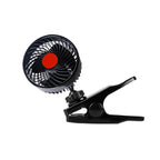HUXIN HX-T604E 12W 6inch 360 Degree Adjustable Rotation Clip One Head Low Noise Mini Electric Car Fan with Roller Switch, DC24V
