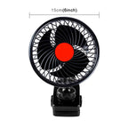 HUXIN HX-T604E 12W 6inch 360 Degree Adjustable Rotation Clip One Head Low Noise Mini Electric Car Fan with Roller Switch, DC24V
