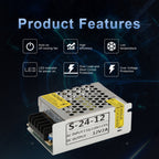 S-24W-12 24W AC 220V to DC 12V 2A Car Regulated Switching Power Supply