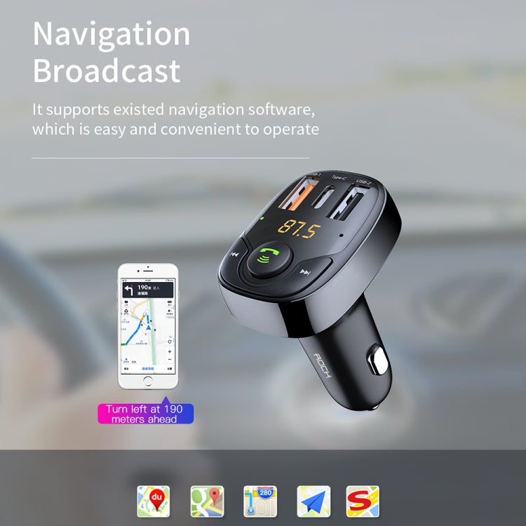ROCK B301 Dual USB + PD Bluetooth 5.0 FM Transmitter & Car Charger, Support TF Card / U-disk