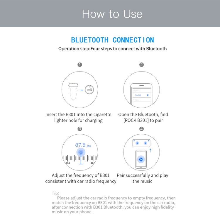 ROCK B301 Dual USB + PD Bluetooth 5.0 FM Transmitter & Car Charger, Support TF Card / U-disk