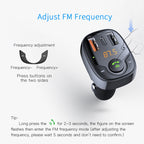 ROCK B301 Dual USB + PD Bluetooth 5.0 FM Transmitter & Car Charger, Support TF Card / U-disk