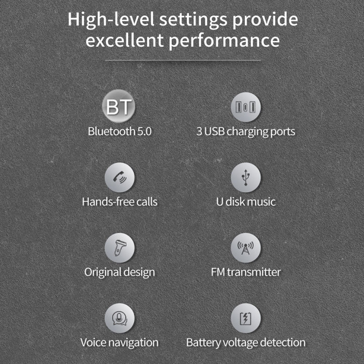 ROCK B301 Dual USB + PD Bluetooth 5.0 FM Transmitter & Car Charger, Support TF Card / U-disk