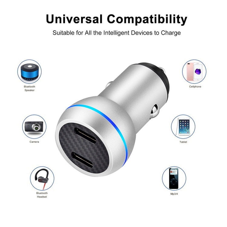 ACC-580 PD 40W Dual Type-C / USB-C Ports Fast Charging Car Charger