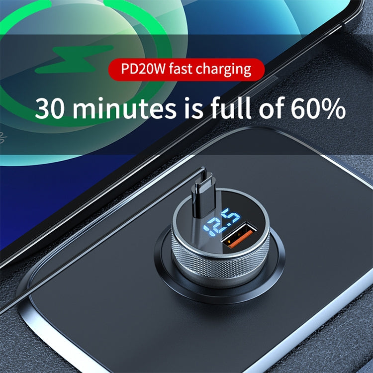 ACC-568 PD 20W USB-C / Type-C + USB Digital Display Fast Charge Car Charger