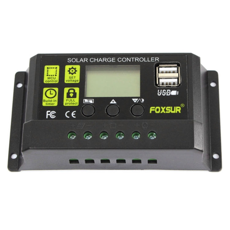 FOXSUR 30A Solar Charge Controller 12V / 24V Automatic Identification Controller