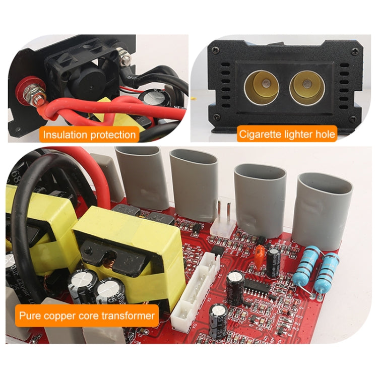 Carmaer 12V to 220V 1200W Double Cigarette Lighter Car Double Digital Display Inverter Household Power Converter