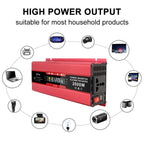 Carmaer Universal 12V to 220V 2000W Car LCD Display Inverter Household Power Converter