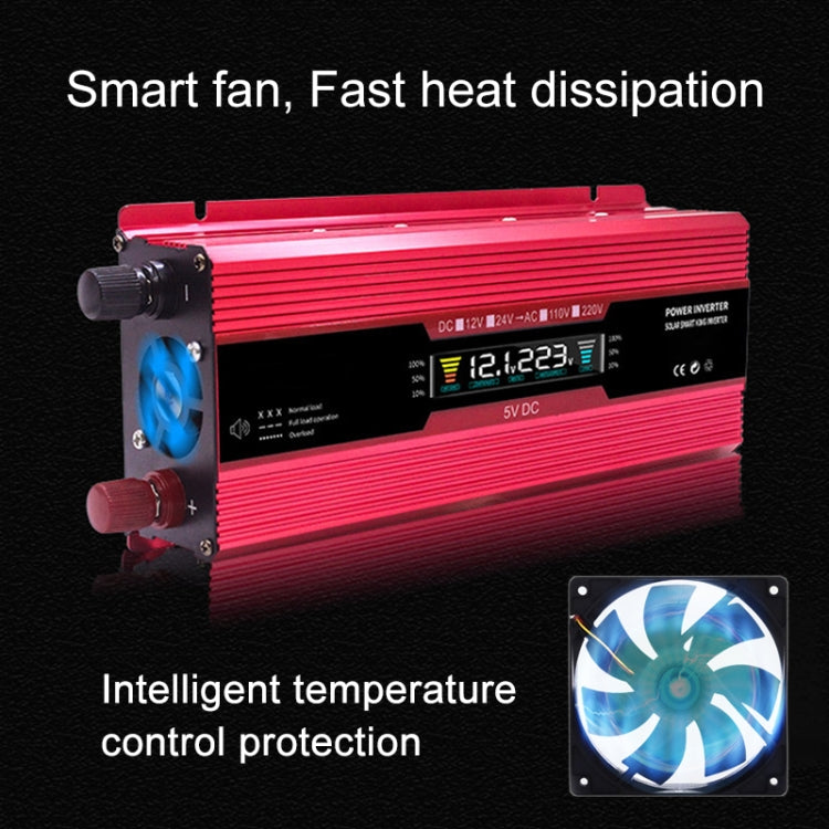 Carmaer Universal 24V to 220V 2000W Car LCD Display Inverter Household Power Converter