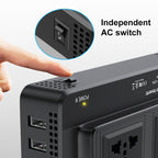 DC12V 200W AC220V Car Smart Multi-functional Digital Display Inverter, EU Plug