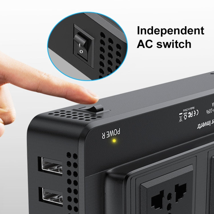 DC12V 200W AC220V Car Smart Multi-functional Digital Display Inverter, EU Plug