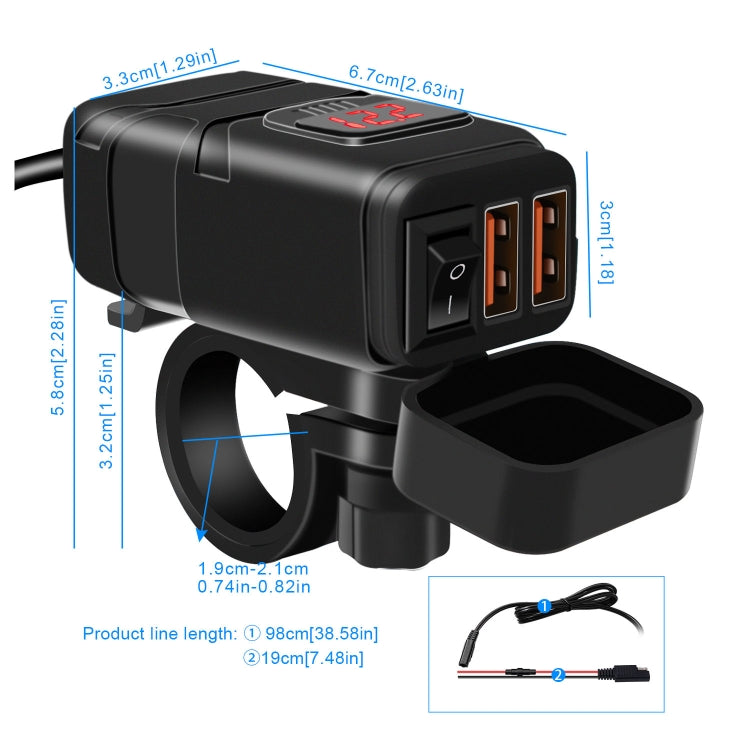 Universal Car Super Quick Dual Port USB Charger Power Outlet Adapter with LED Digital Voltmeter