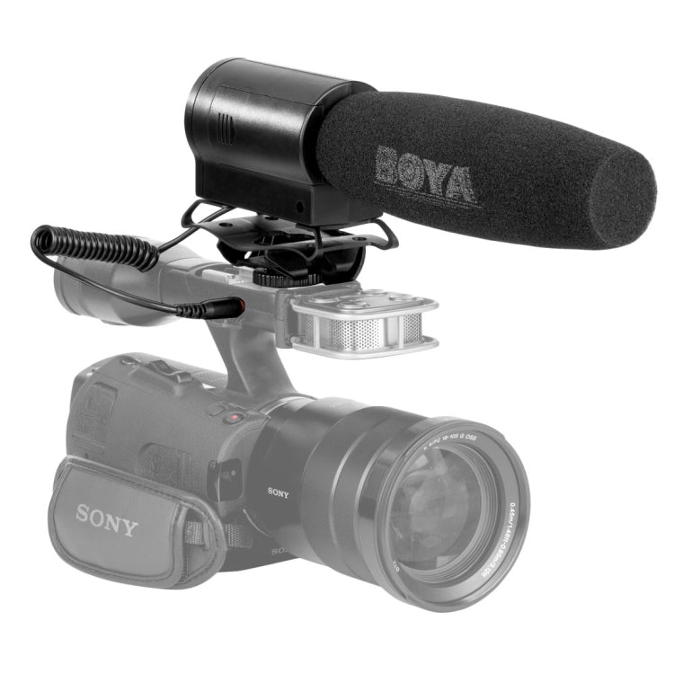 BOYA BY-DMR7 Shotgun Condenser Broadcast Microphone with LCD Display & Integrated Flash Recorder for Canon / Nikon / Sony DSLR Cameras and Video Cameras