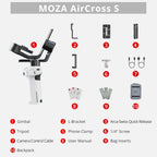 MOZA AirCross S 3 Axis Foldable Handheld Gimbal Stabilizer for DSLR Cameras and Smart Phone