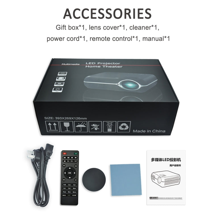 DH-A10 5.8 inch LCD Screen 4200 Lumens 1280 x 800P HD Smart Projector with Remote Control,Android 6.0 OS, Support WiFi, Bluetooth,HDMIx2, USBx2, VGA, AV IN/RCA, RJ45, LAN