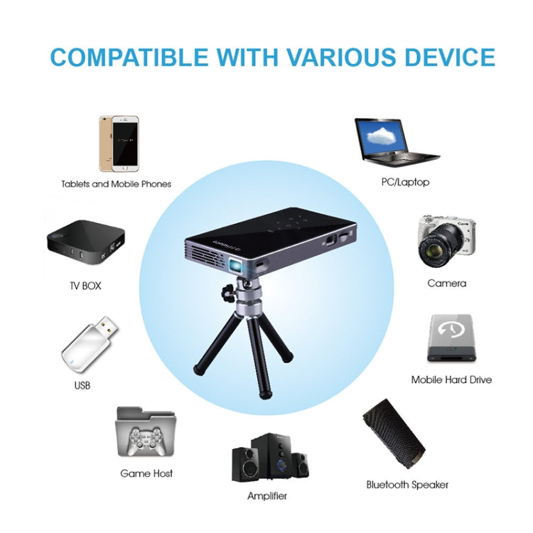 P8I 854x480 100LM Mini Portable Multimedia DLP Projector