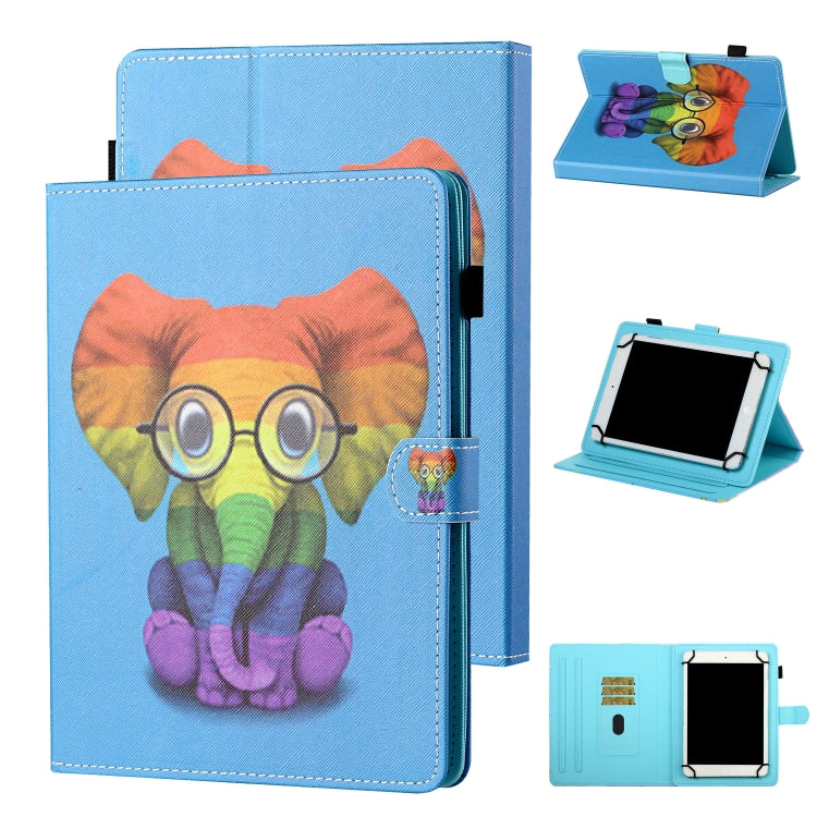 Universal Coloured Drawing Stitching Horizontal Flip Leather Case with Holder & Card Slot