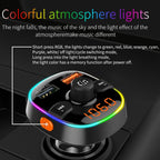 BC52 QC3.0 Fast Charging Car Colorful Atmosphere Light Bluetooth MP3 Player FM Transmitter