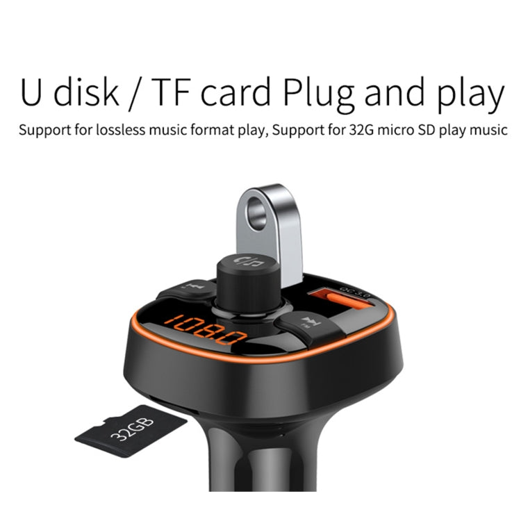 BC52 QC3.0 Fast Charging Car Colorful Atmosphere Light Bluetooth MP3 Player FM Transmitter