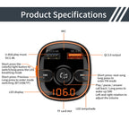 BC52 QC3.0 Fast Charging Car Colorful Atmosphere Light Bluetooth MP3 Player FM Transmitter