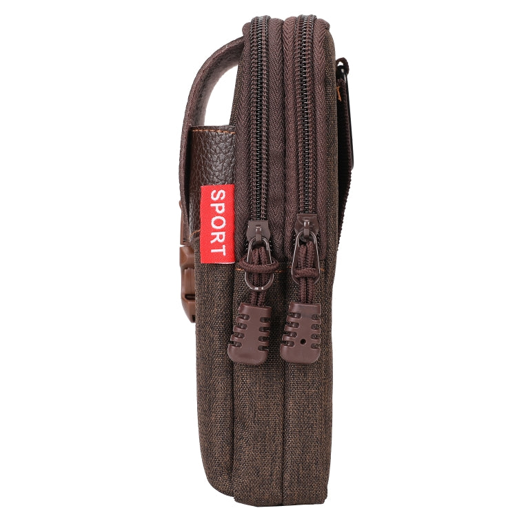 For 6-7 inch Mobile Phones Universal PU Leather + Fabric Stitching Waist Bag