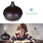 400ml Wood Texture Fragrance Machine Pointed Mouth Humidifier with Colorful LED Light