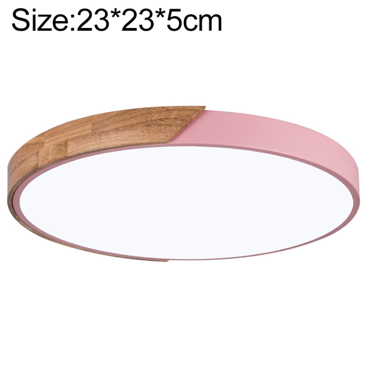 Wood Macaron LED Round Ceiling Lamp, White Light