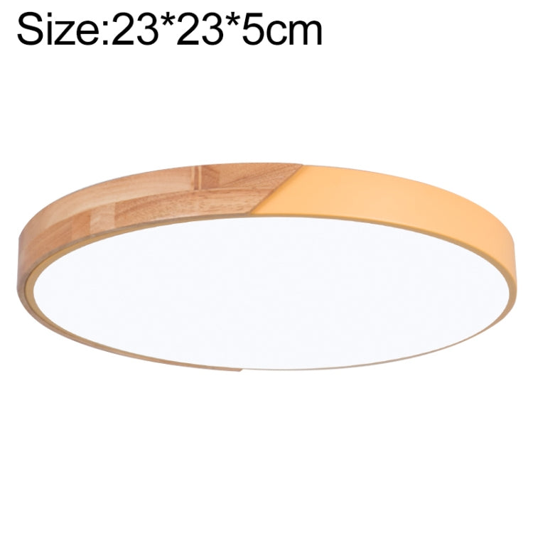 Wood Macaron LED Round Ceiling Lamp, White Light