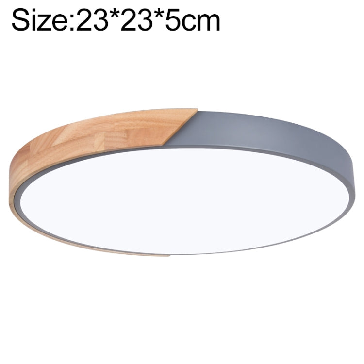 Wood Macaron LED Round Ceiling Lamp, 3-Colors Light