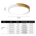 Wood Macaron LED Round Ceiling Lamp, 3-Colors Light