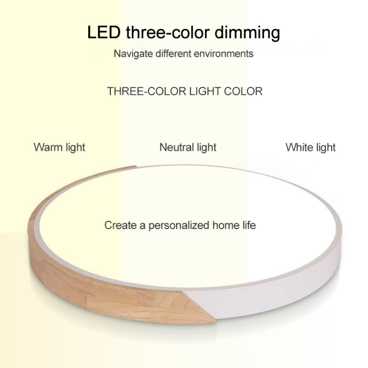Wood Macaron LED Round Ceiling Lamp, 3-Colors Light