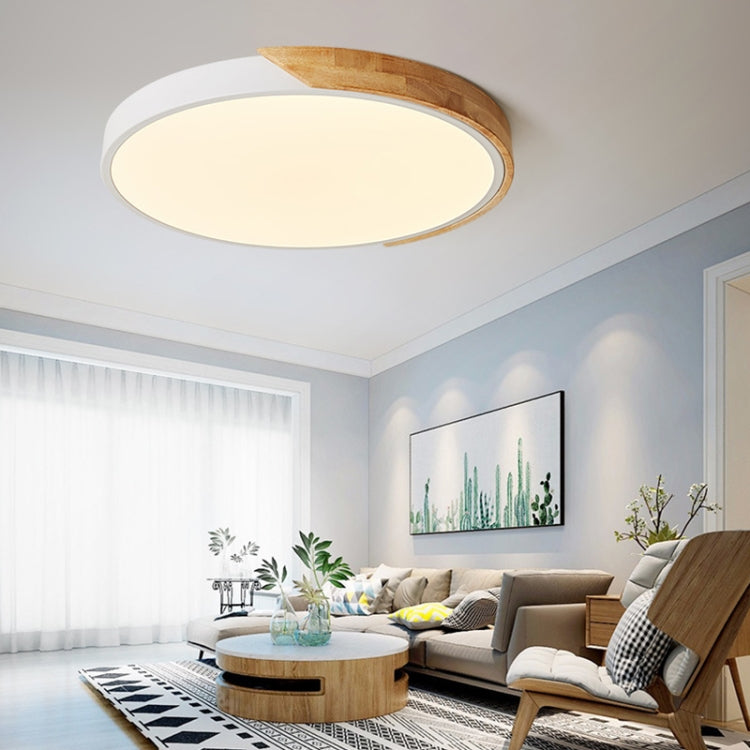 Wood Macaron LED Round Ceiling Lamp, 3-Colors Light
