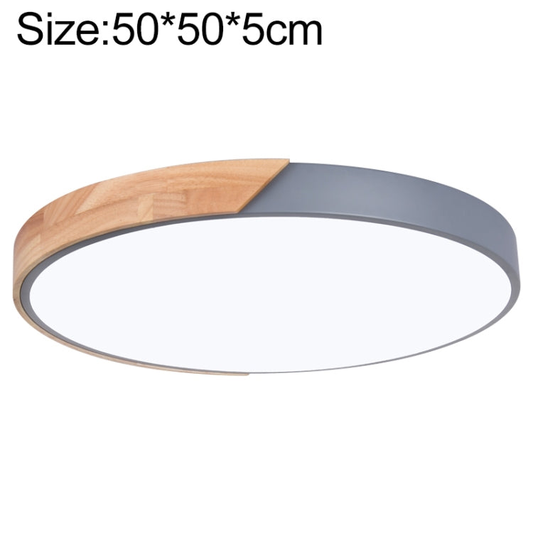 Wood Macaron LED Round Ceiling Lamp, 3-Colors Light