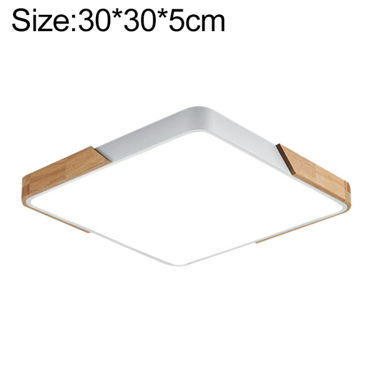 Wood Macaron LED Square Ceiling Lamp, White Light