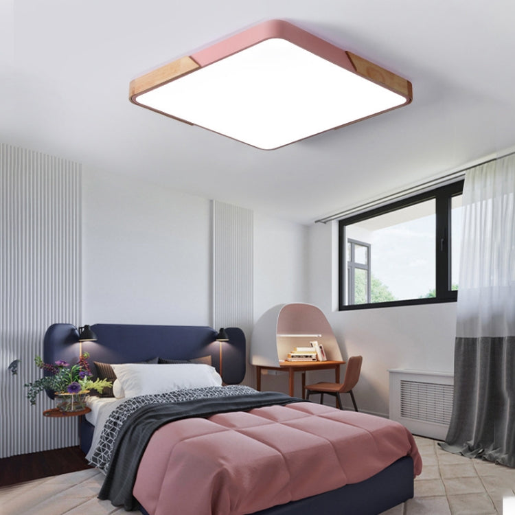 Wood Macaron LED Square Ceiling Lamp, White Light