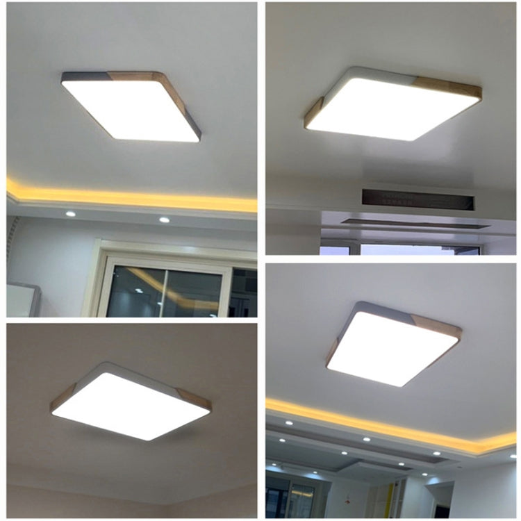 Wood Macaron LED Square Ceiling Lamp, White Light